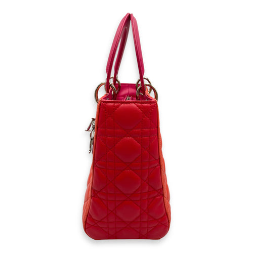 Lady Dior Medium Multi-colour Top Handle Bag in Lambskin, Silver hardware