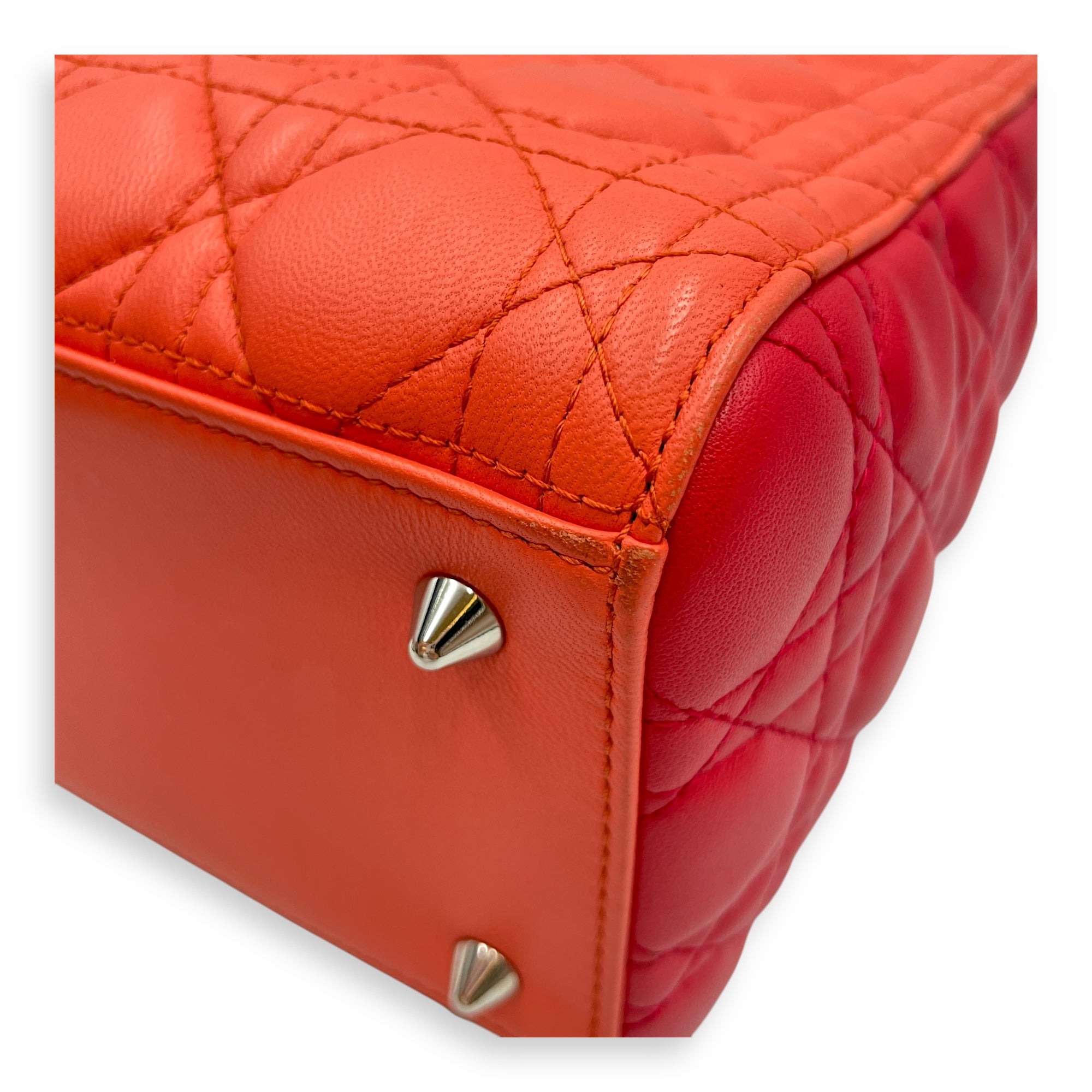 Lady Dior Medium Multi-colour Top Handle Bag in Lambskin, Silver hardware