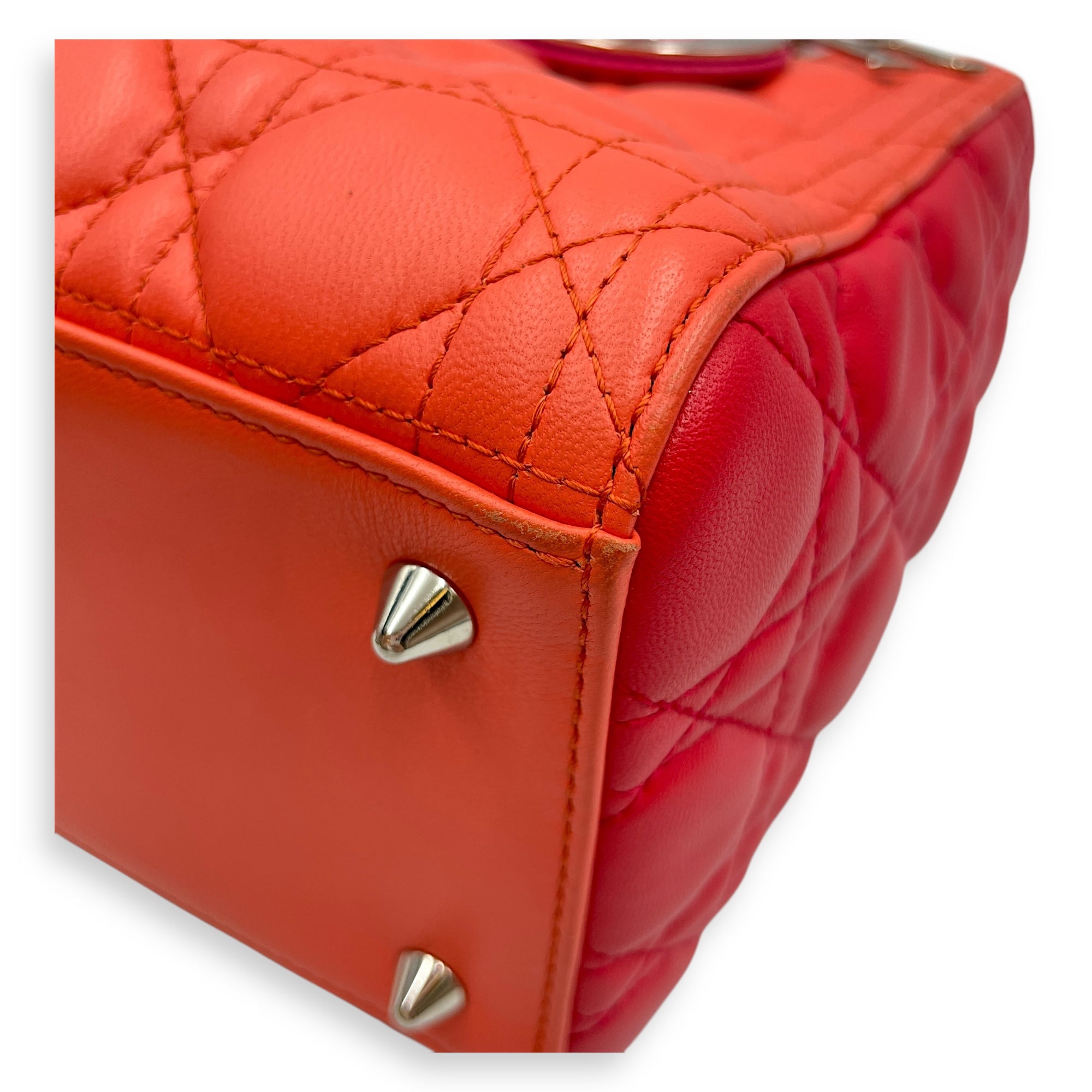 Lady Dior Medium Multi-colour Top Handle Bag in Lambskin, Silver hardware
