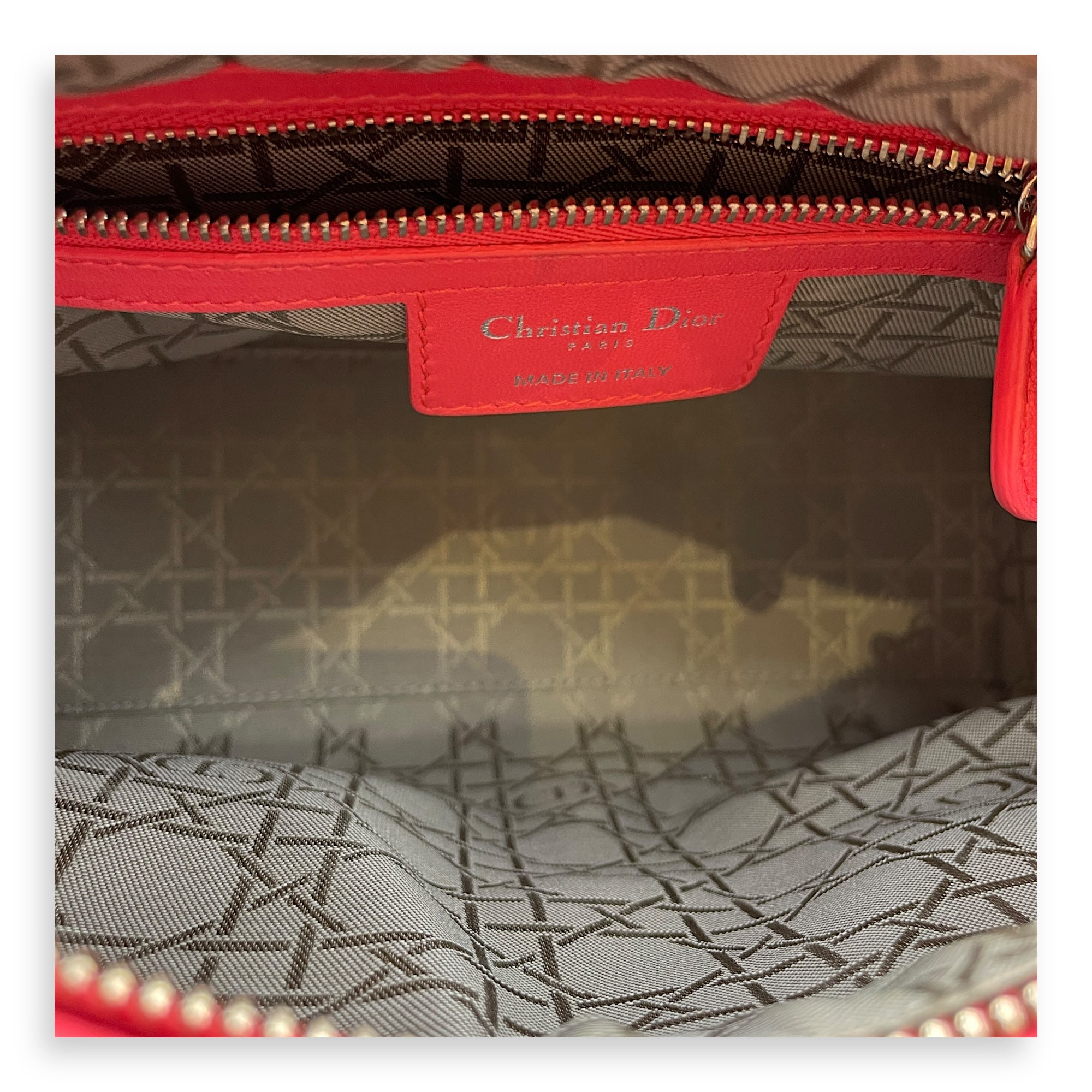 Lady Dior Medium Pink Top Handle Bag in Lambskin, Silver hardware