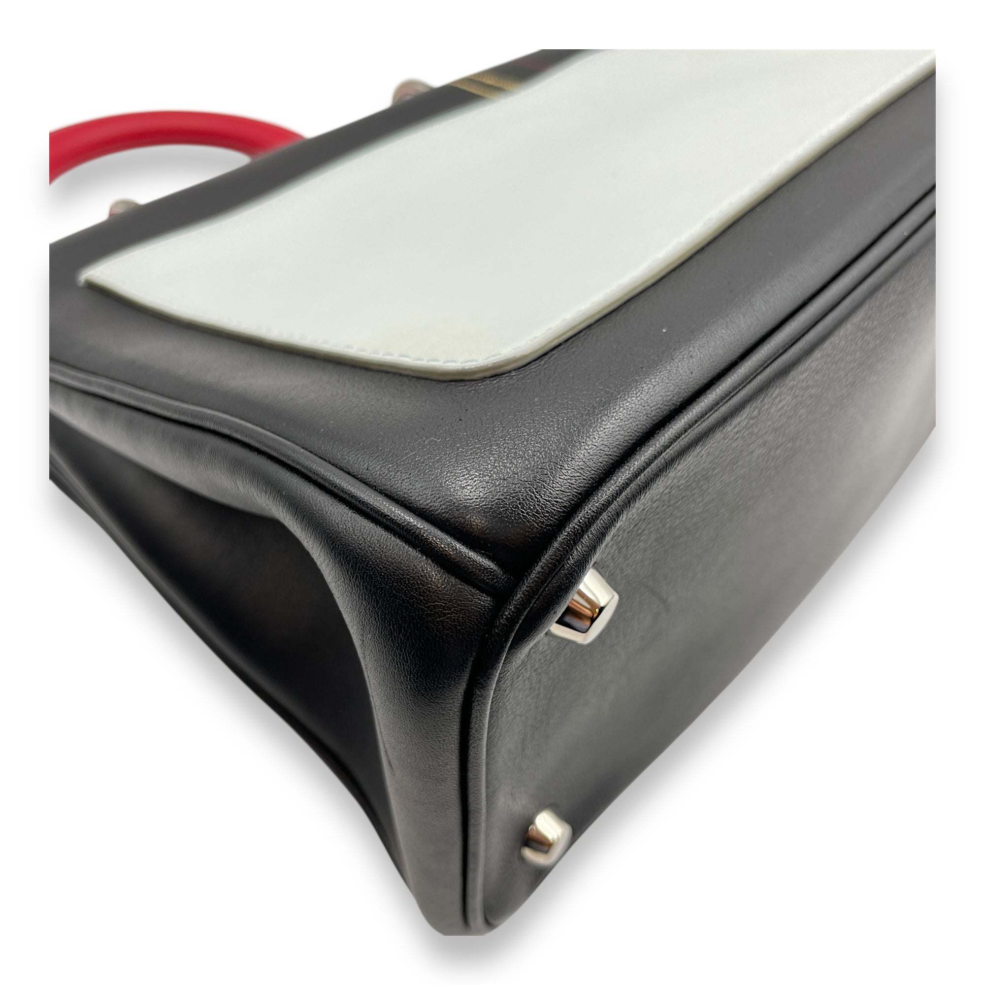 Dior Spring/Summer 2015 Collection Black Top Handle Bag in Calfskin, Silver hardware