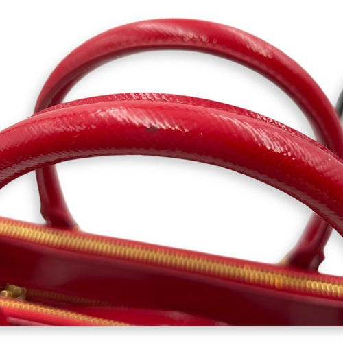 Saffiano Red Top Handle Bag in Saffiano, Gold hardware