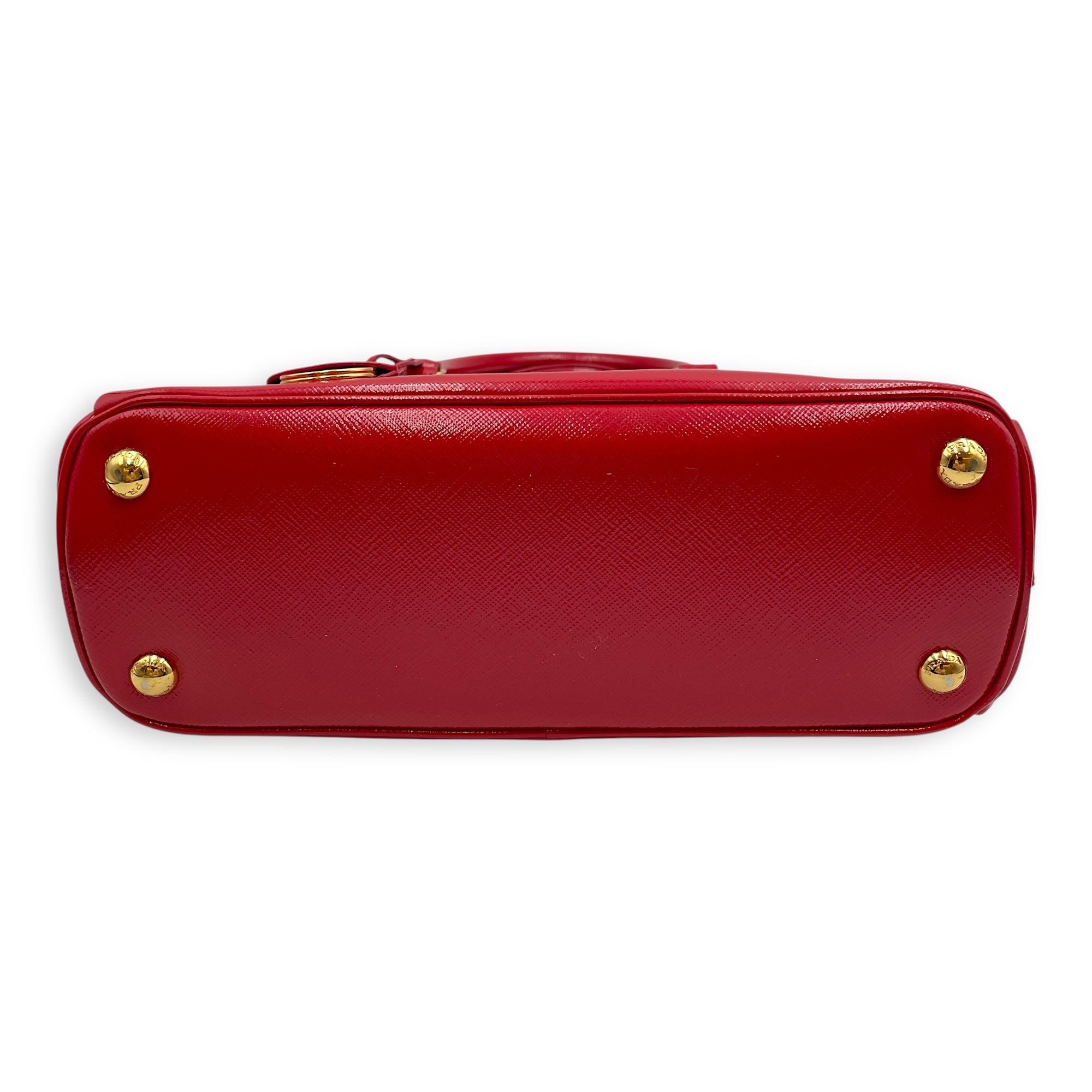 Saffiano Red Top Handle Bag in Saffiano, Gold hardware