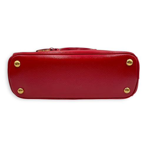 Saffiano Red Top Handle Bag in Saffiano, Gold hardware