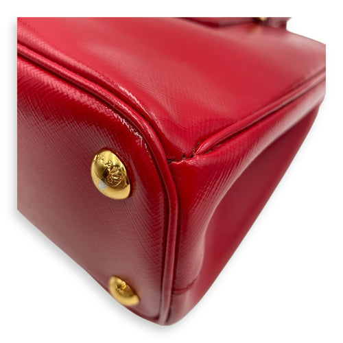Saffiano Red Top Handle Bag in Saffiano, Gold hardware
