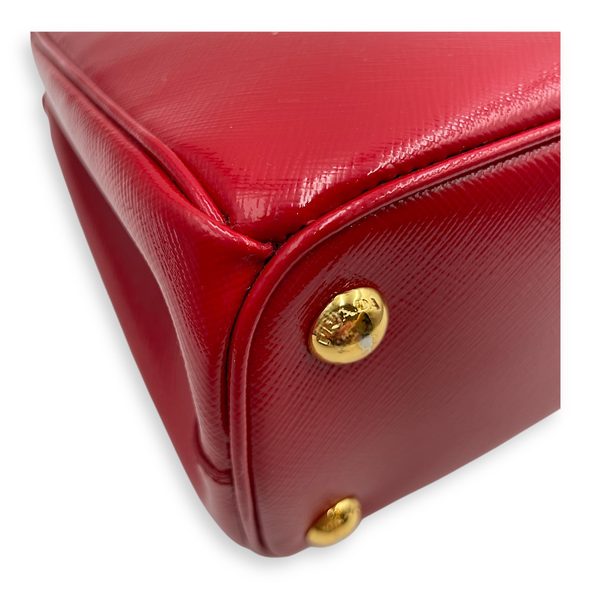 Saffiano Red Top Handle Bag in Saffiano, Gold hardware