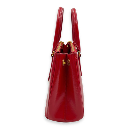 Saffiano Red Top Handle Bag in Saffiano, Gold hardware