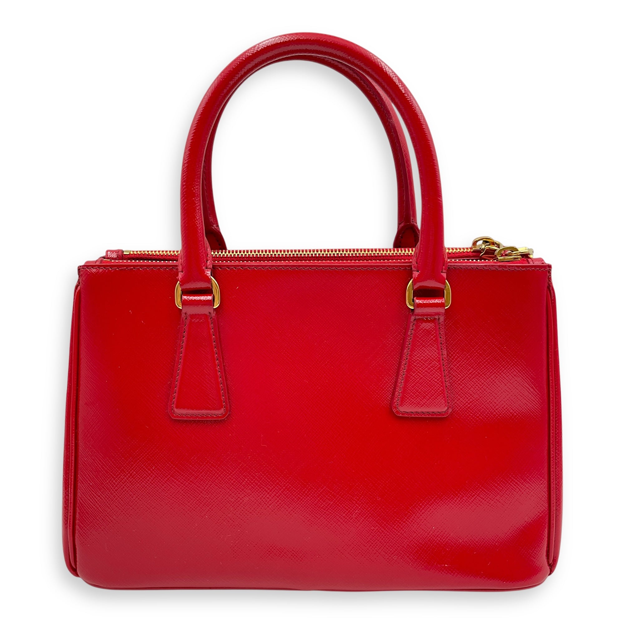 Saffiano Red Top Handle Bag in Saffiano, Gold hardware