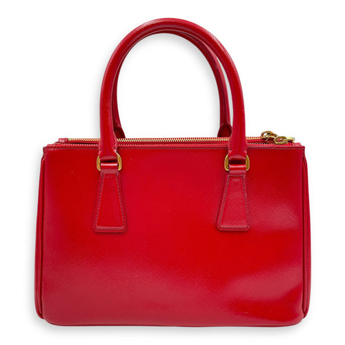 Saffiano Red Top Handle Bag in Saffiano, Gold hardware