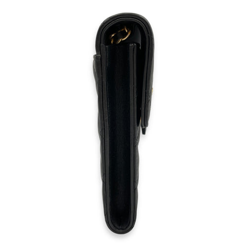 Rue Cambon Black Phone Holder with Chain in Lambskin, Gold hardware