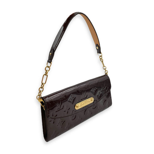 Sunset Boulevard Amarante Clutch/Shoulder Bag in Patent Leather, Gold hardware