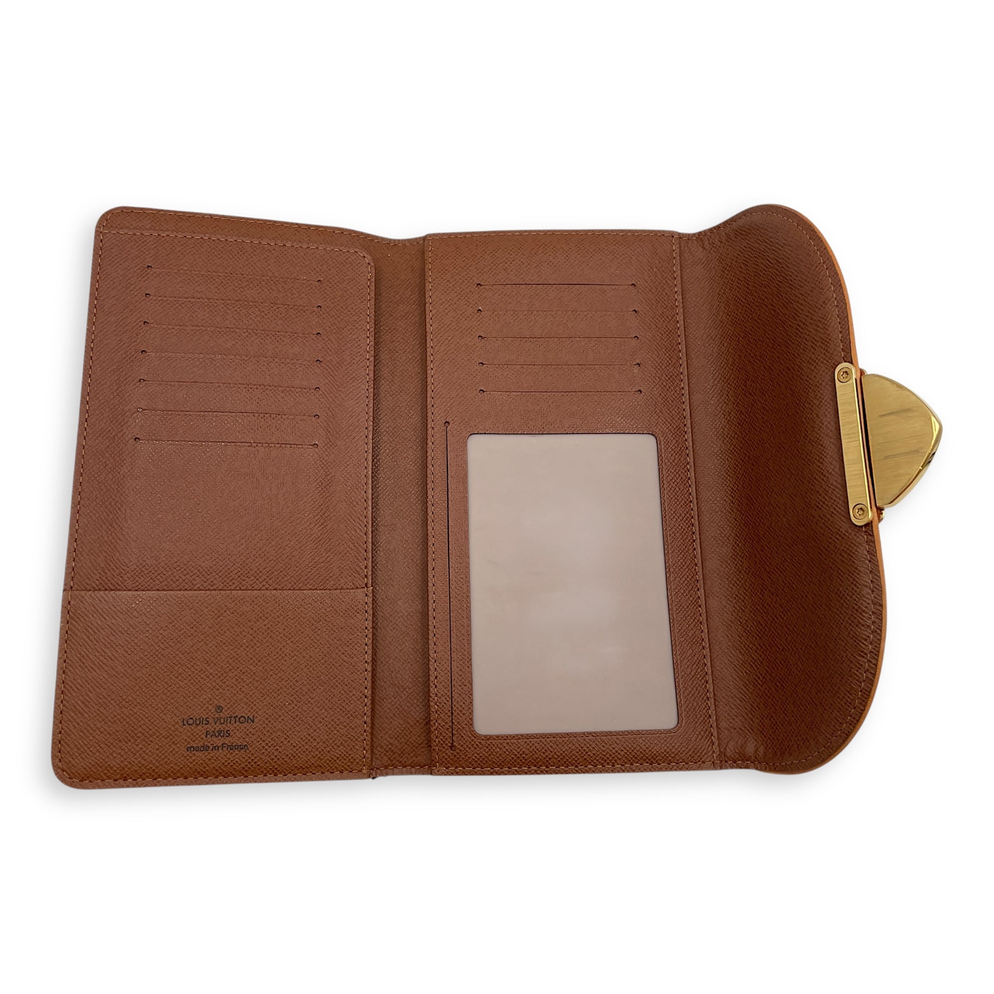 Monogram Eugenie Long Wallet in Coated Canvas, Gold hardware
