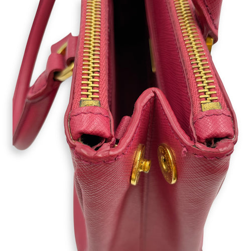 Lux Pink Top Handle Bag in Saffiano Leather, Gold hardware
