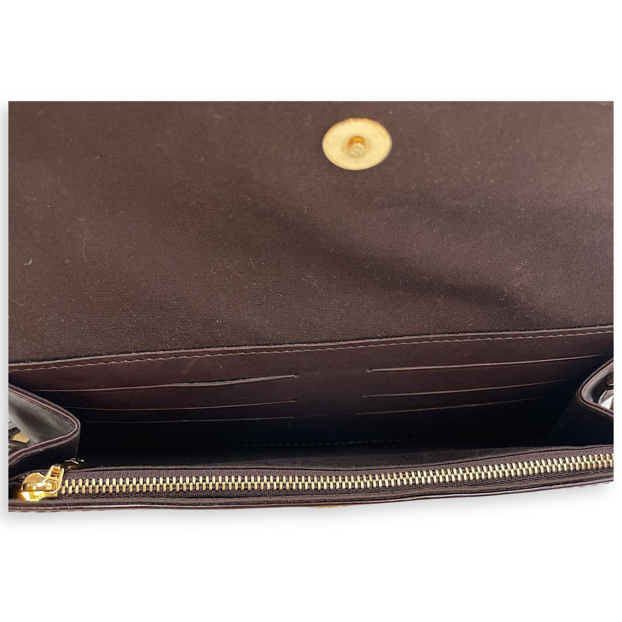 Sunset Boulevard Amarante Clutch/Shoulder Bag in Patent Leather, Gold hardware