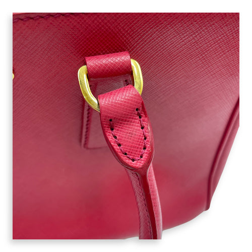 Lux Pink Top Handle Bag in Saffiano Leather, Gold hardware