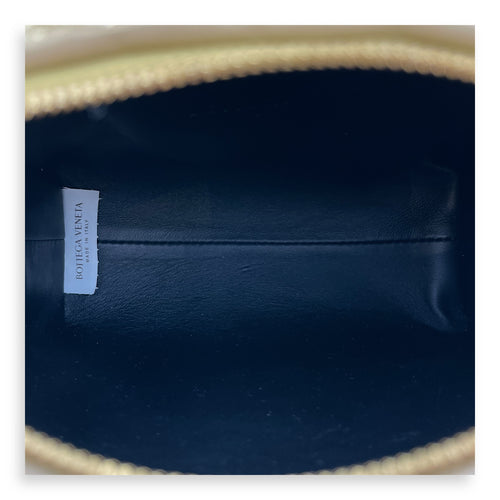 Long Loop Mini Metallic Gold Camera Bag in Intrecciato