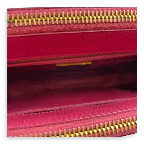 Lux Pink Top Handle Bag in Saffiano Leather, Gold hardware