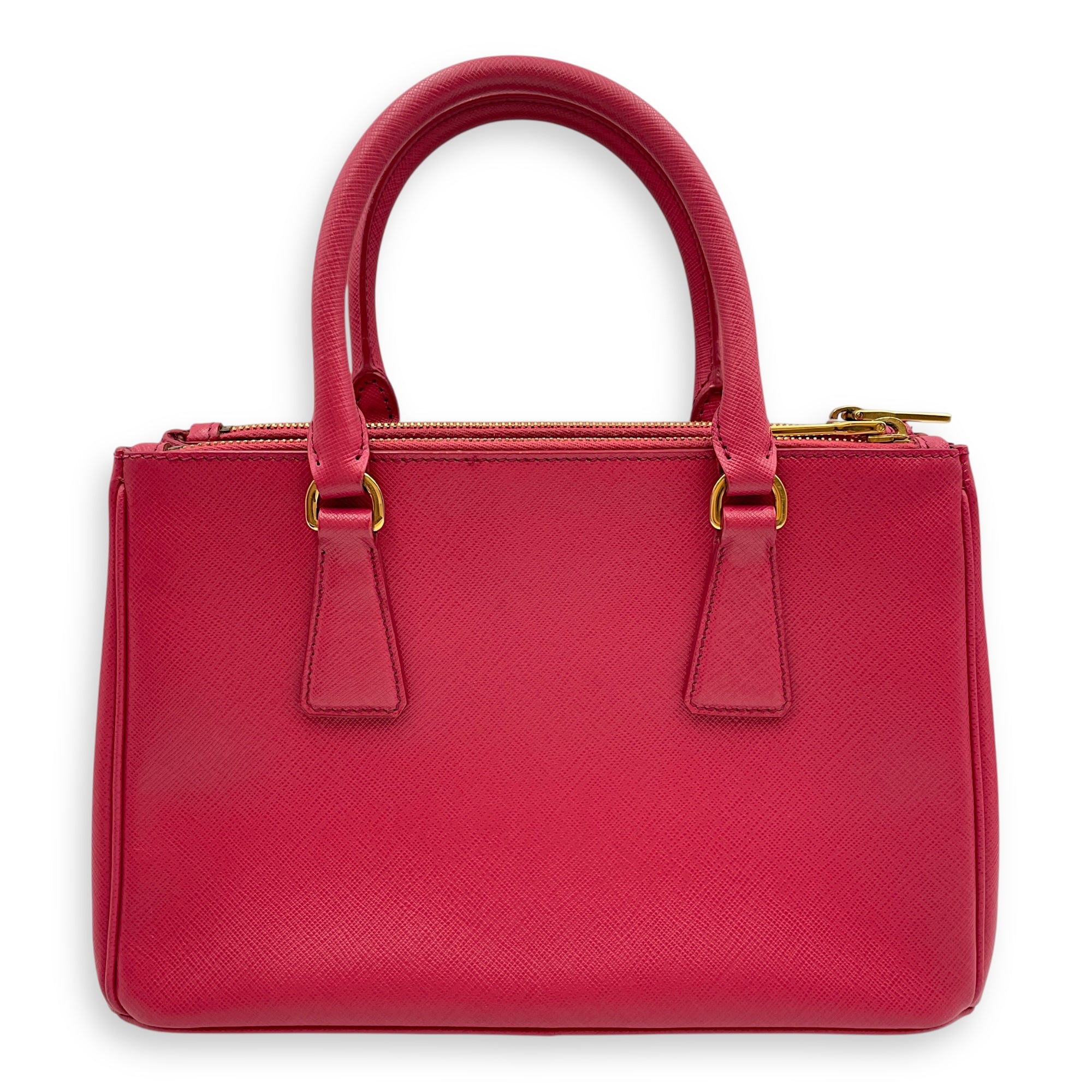 Lux Pink Top Handle Bag in Saffiano Leather, Gold hardware