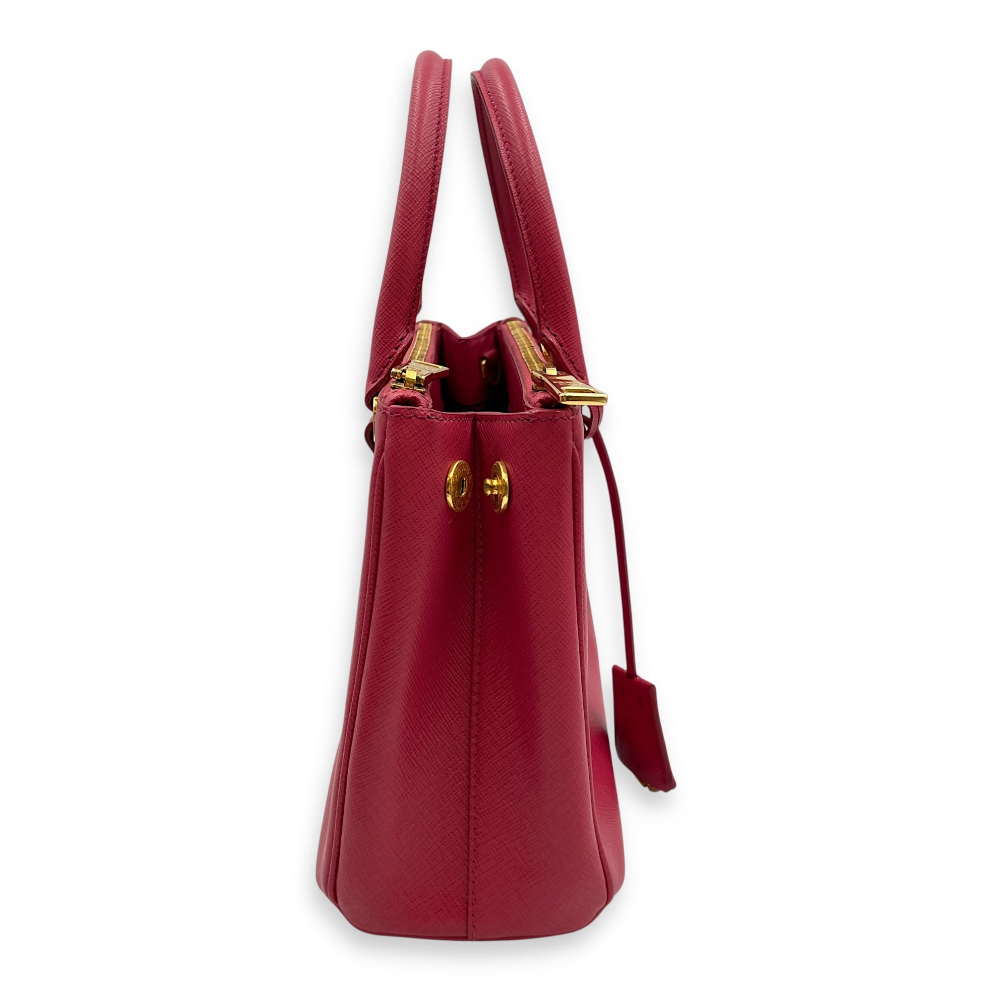 Lux Pink Top Handle Bag in Saffiano Leather, Gold hardware