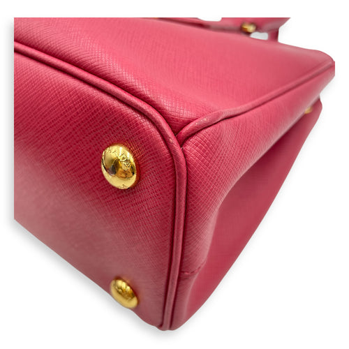Lux Pink Top Handle Bag in Saffiano Leather, Gold hardware