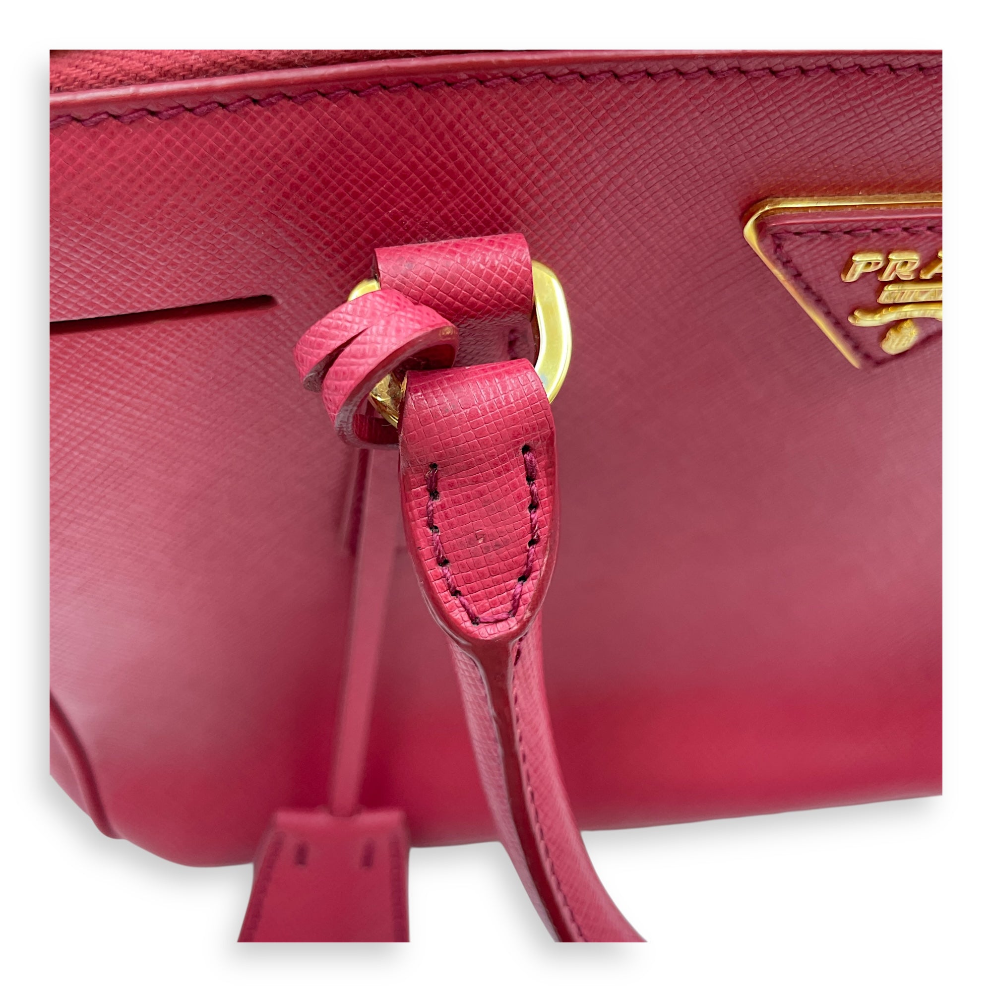 Lux Pink Top Handle Bag in Saffiano Leather, Gold hardware