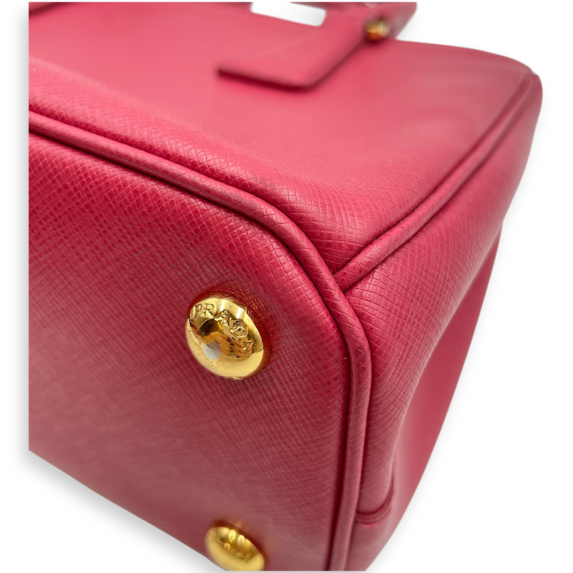 Lux Pink Top Handle Bag in Saffiano Leather, Gold hardware