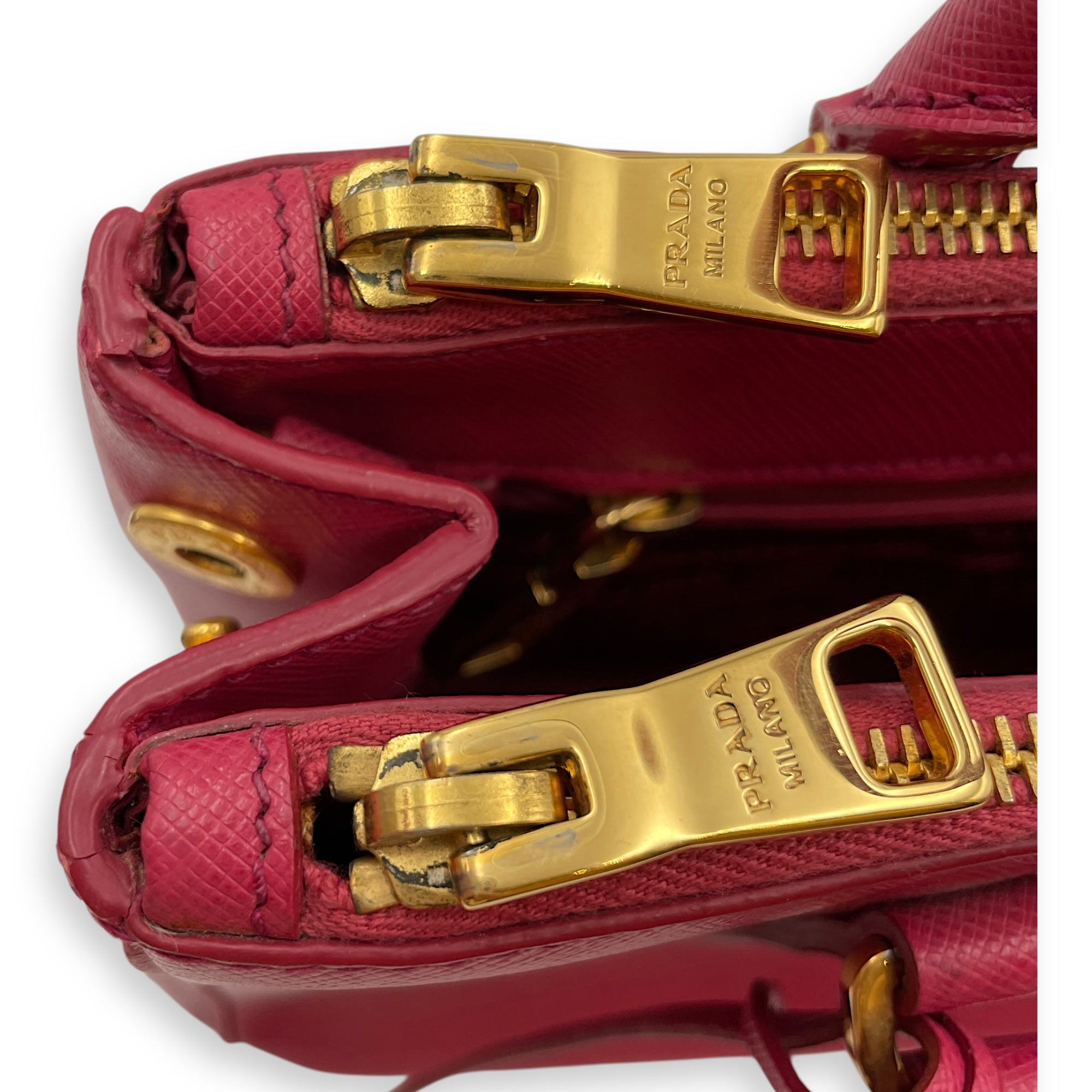Lux Pink Top Handle Bag in Saffiano Leather, Gold hardware