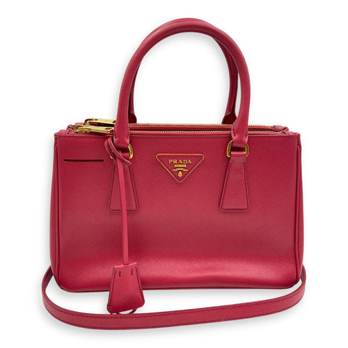 Lux Pink Top Handle Bag in Saffiano Leather, Gold hardware