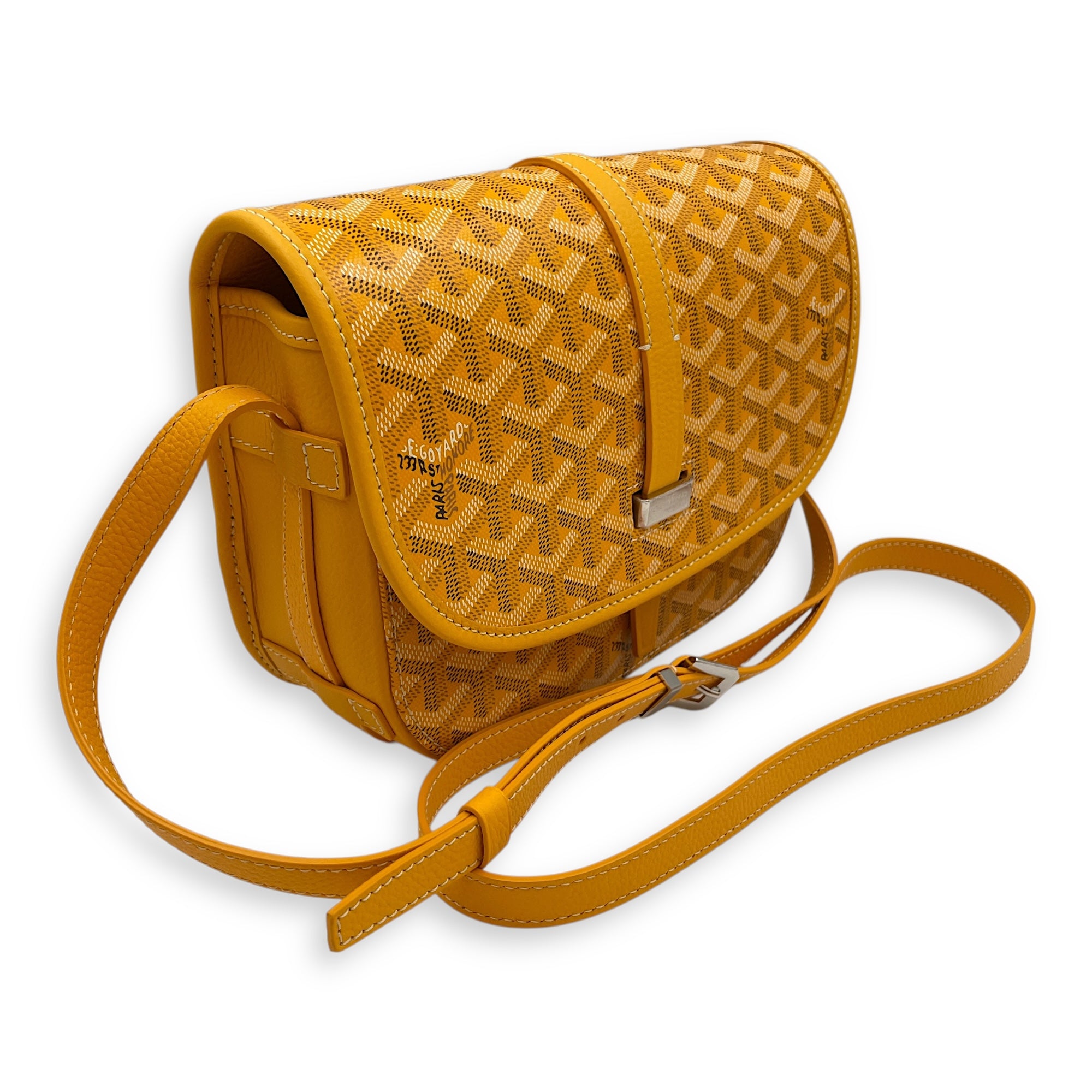 Belvedere PM Yellow Crossbody Bag in Canvas, Silver hardware