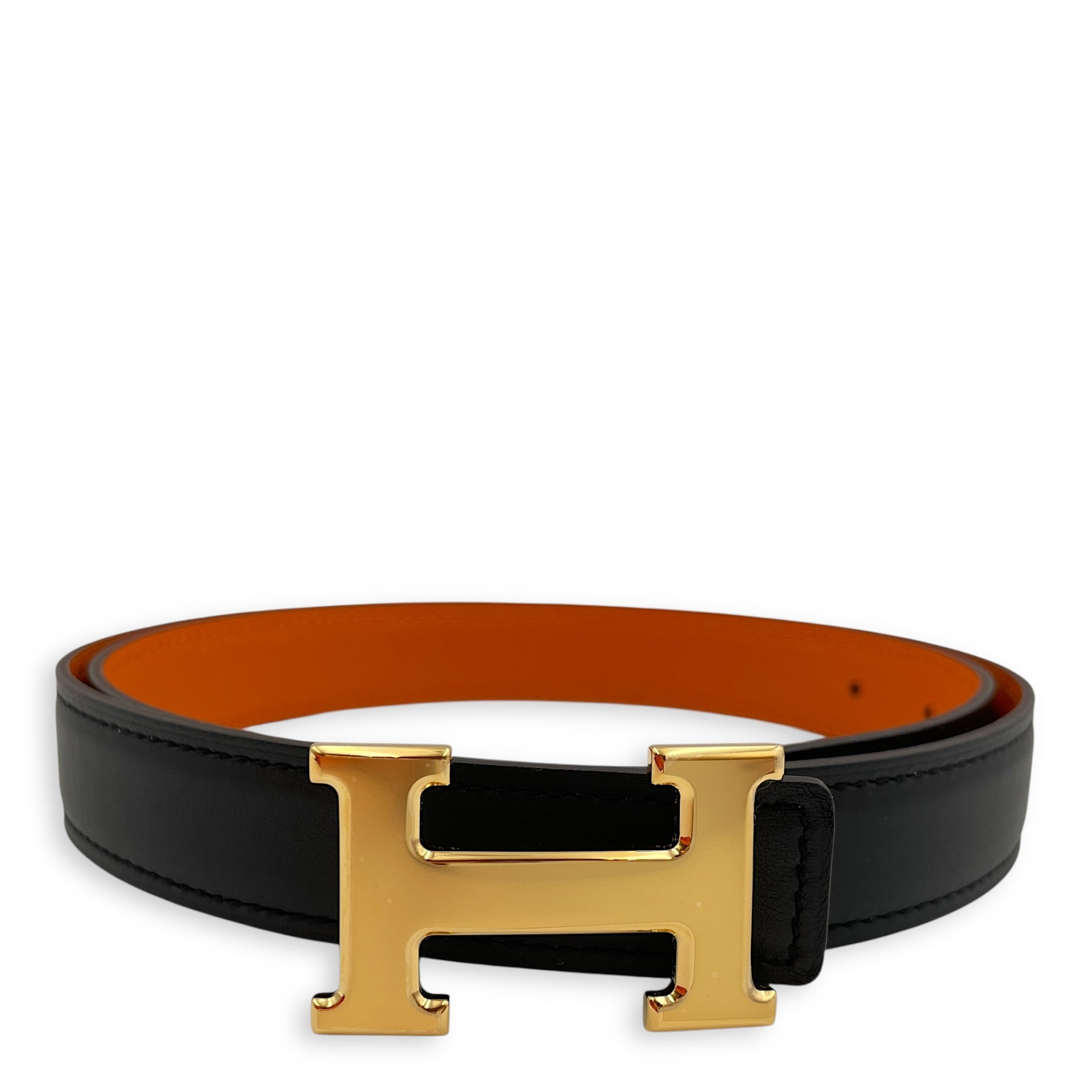 Mini H 24cm x 80cm Black/Orange Belt Kit in Epsom/Swift, Gold hardware