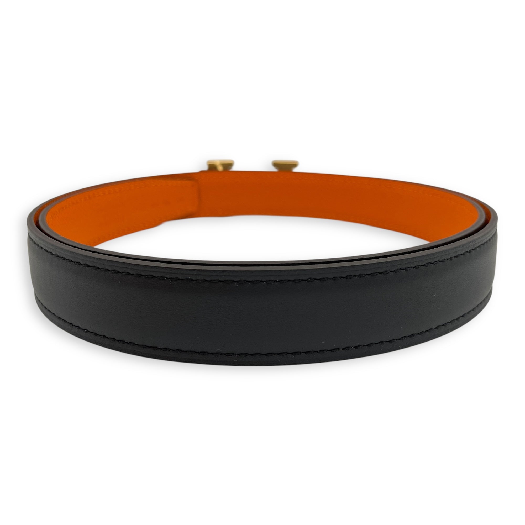 Mini H 24cm x 80cm Black/Orange Belt Kit in Epsom/Swift, Gold hardware
