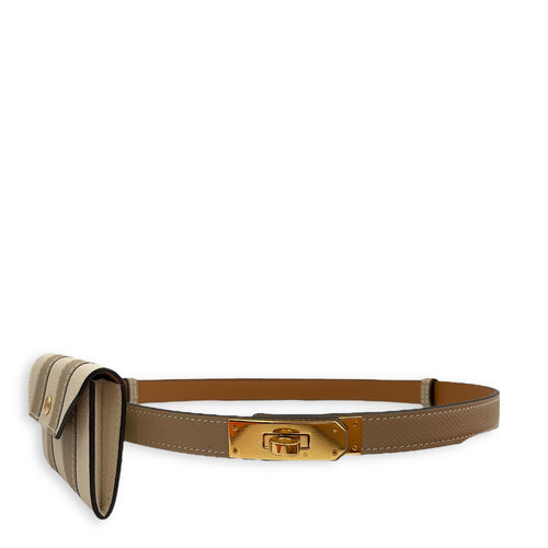 Kelly Pocket Trench/Craie Belt in Epsom, Gold hardware