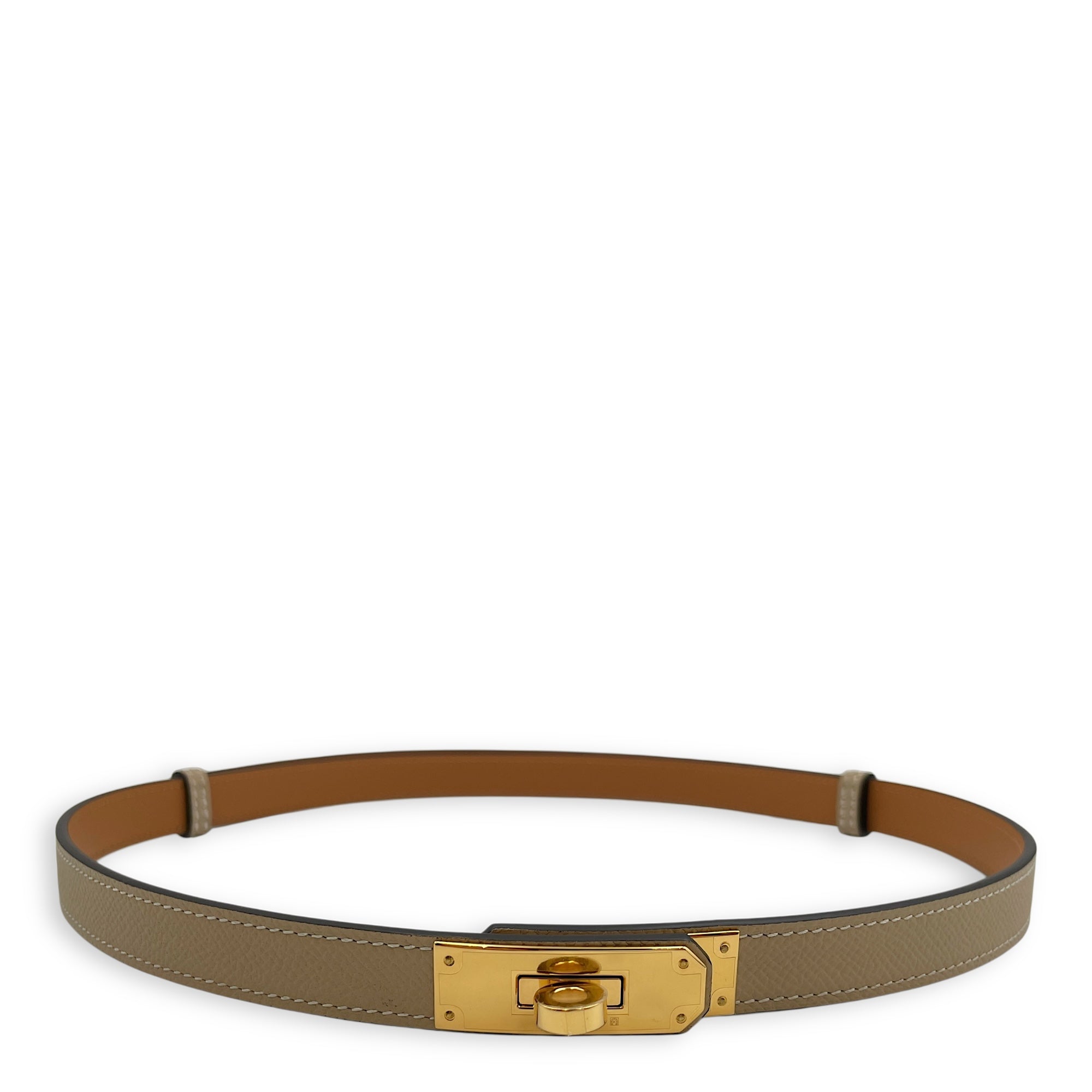 Kelly Pocket Trench/Craie Belt in Epsom, Gold hardware