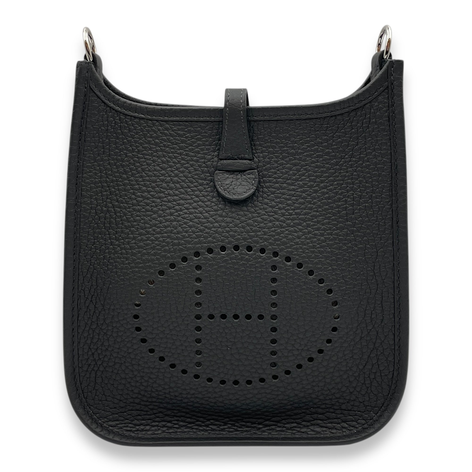 Evelyne (Short Strap) Mini Black in Clemence, Palladium hardware