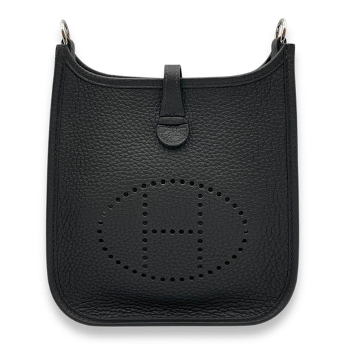 Evelyne (Short Strap) Mini Black in Clemence, Palladium hardware