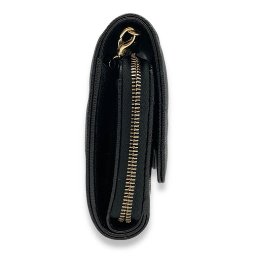 CC long purse & phone holder Black Crossbody Bag in Caviar Leather, Gold hardware