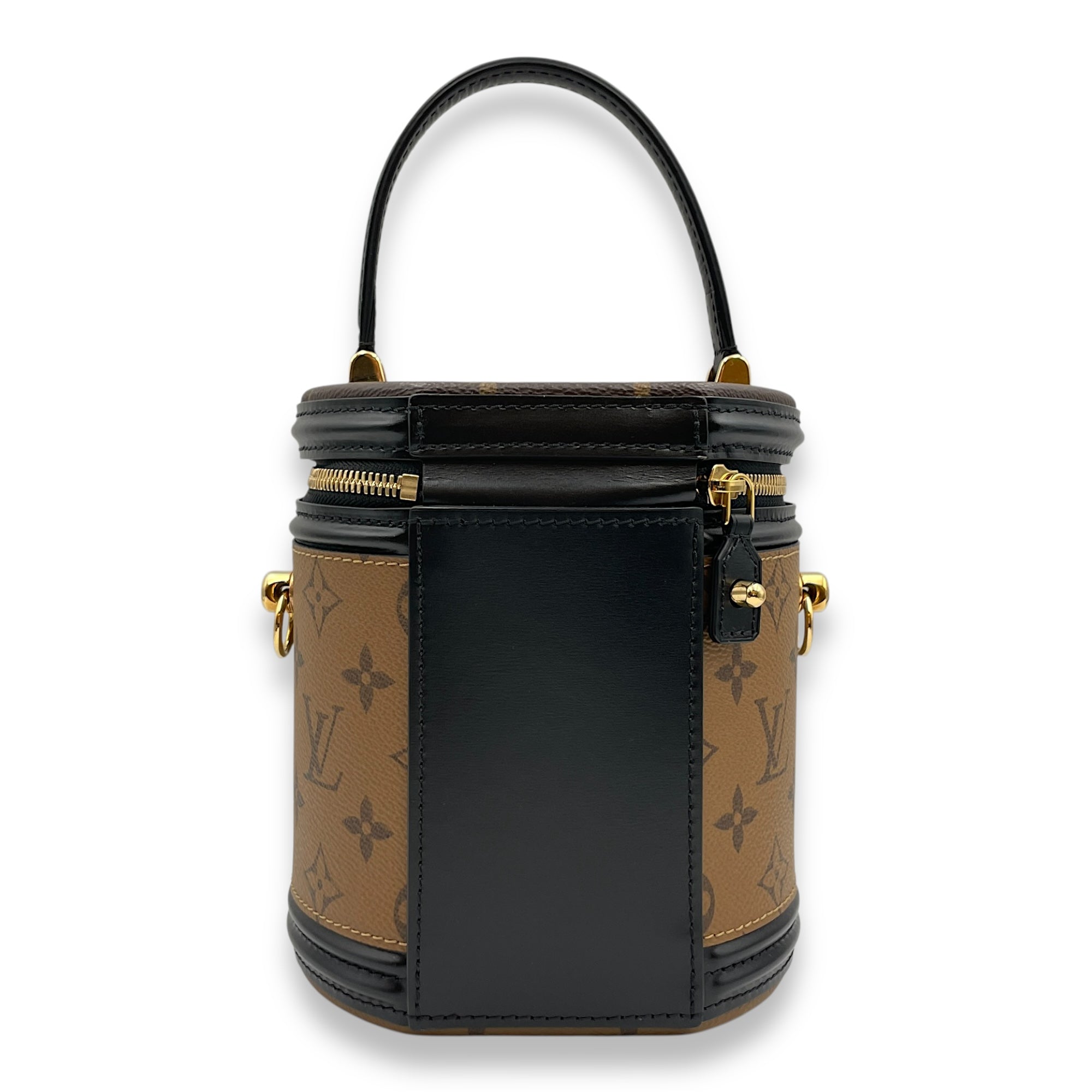 Monogram Reverso Cannes Brown Shoulder Bag in Coated Canvas, Gold hardware