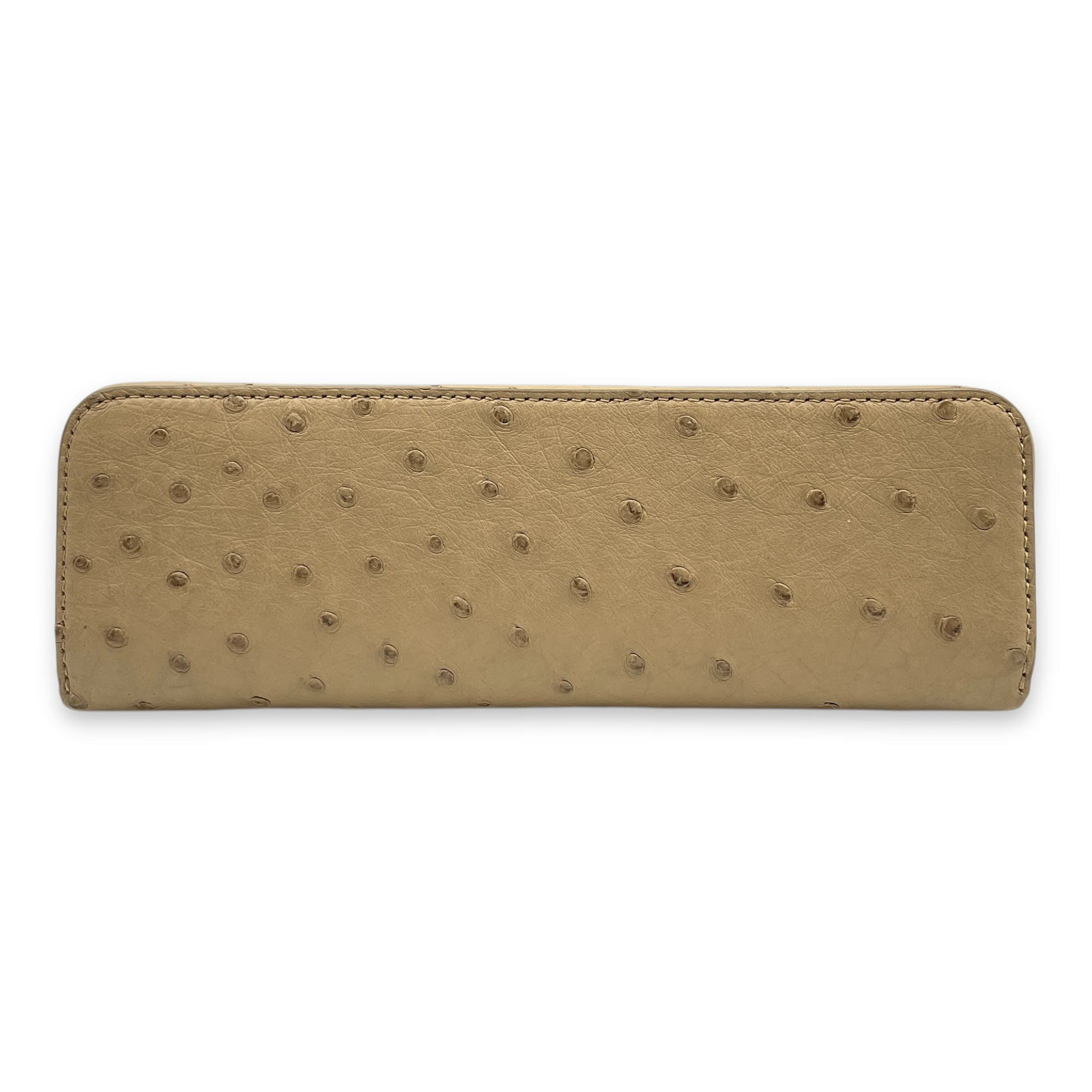 Extra Pocket 19 Beige Top Handle Bag in Ostrich, Gold hardware