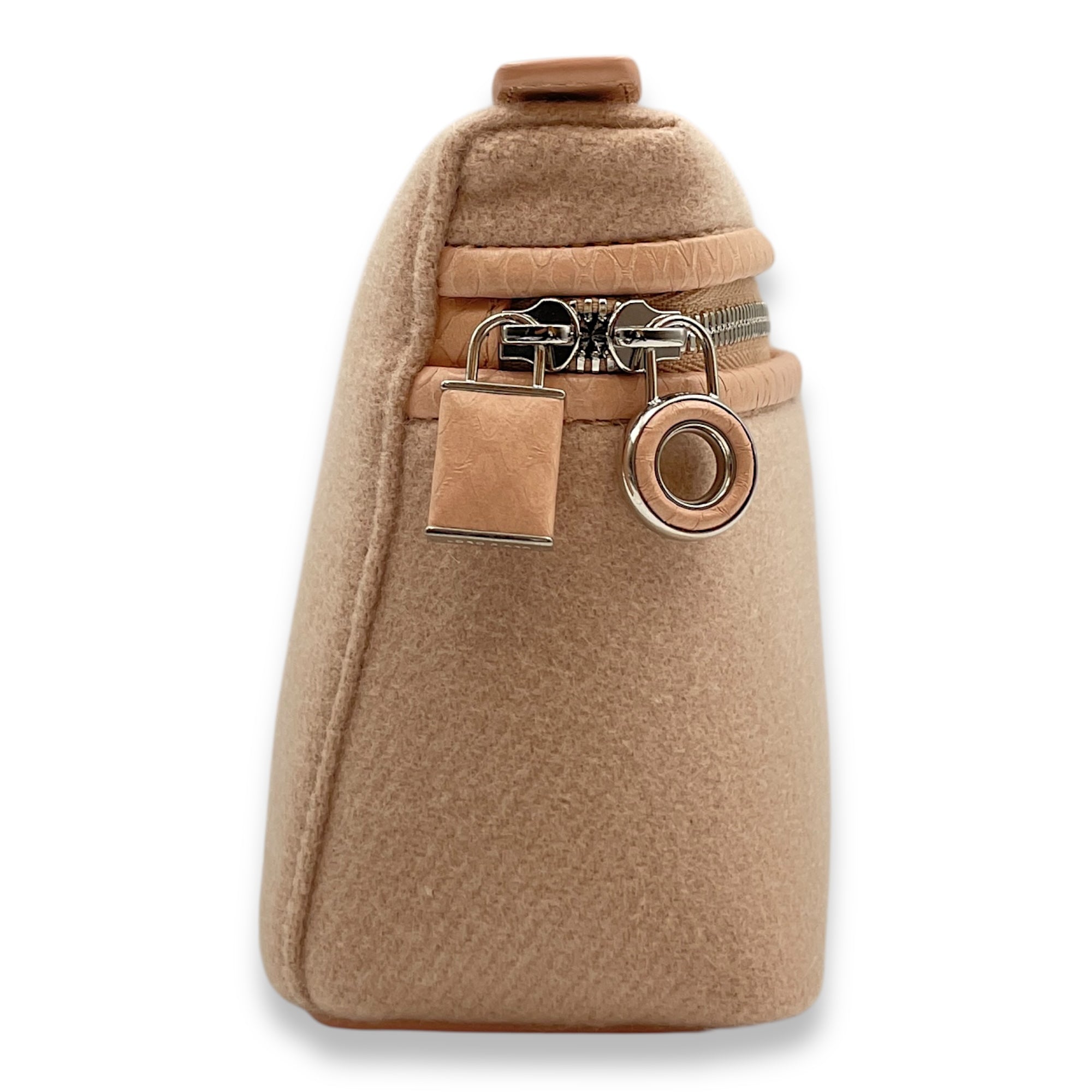 Extra Pocket 19 Pale Pink Top Handle Bag in cashmere/python, Silver hardware