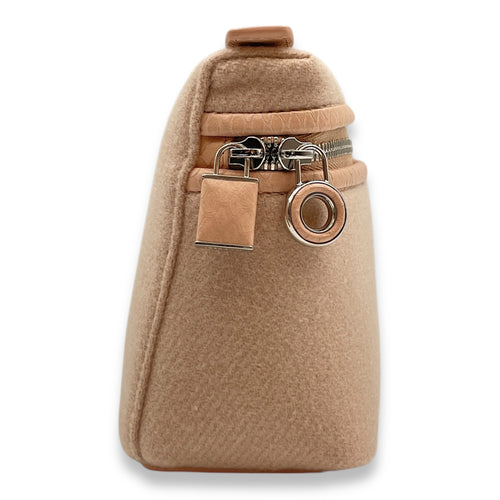 Extra Pocket 19 Pale Pink Top Handle Bag in cashmere/python, Silver hardware