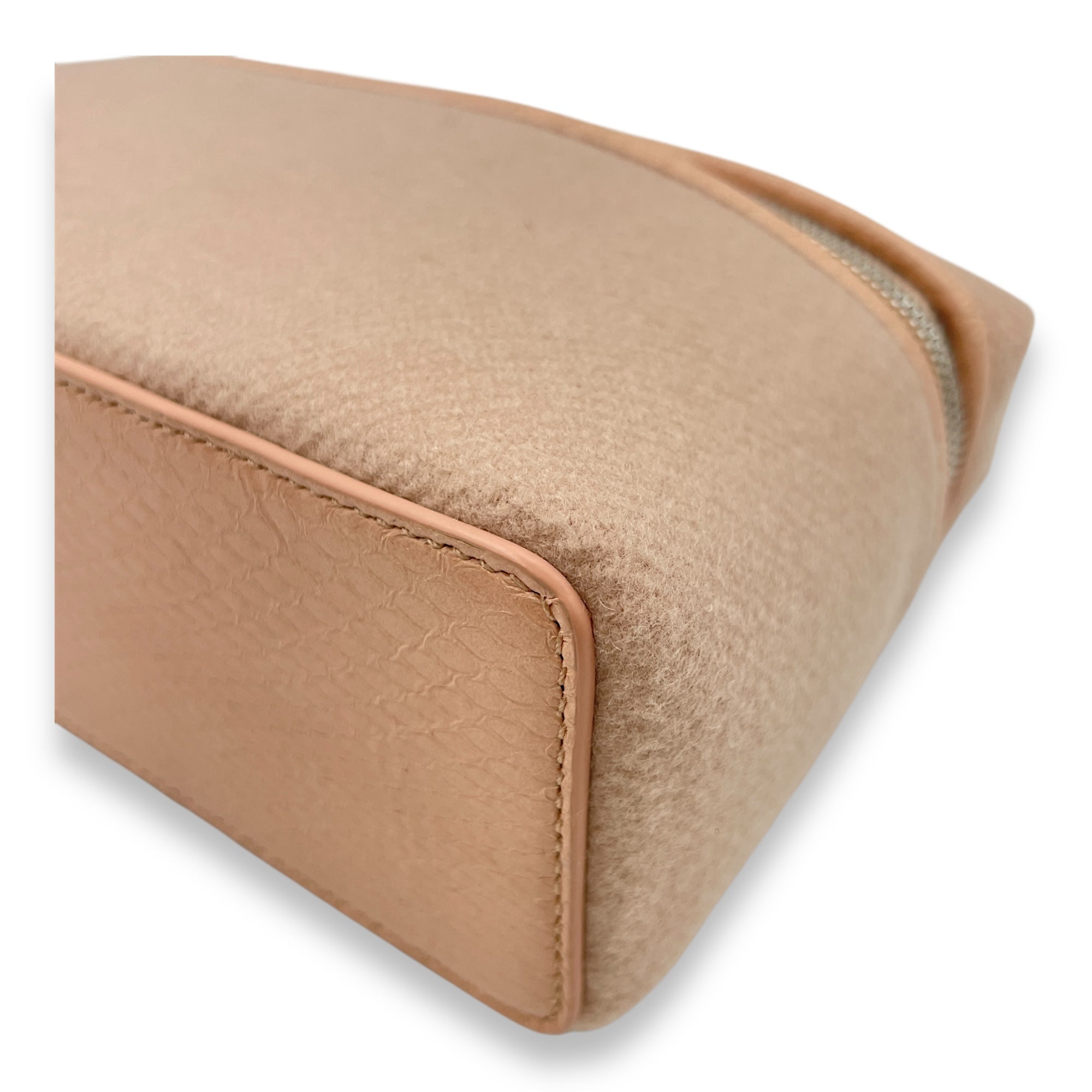 Extra Pocket 19 Pale Pink Top Handle Bag in cashmere/python, Silver hardware