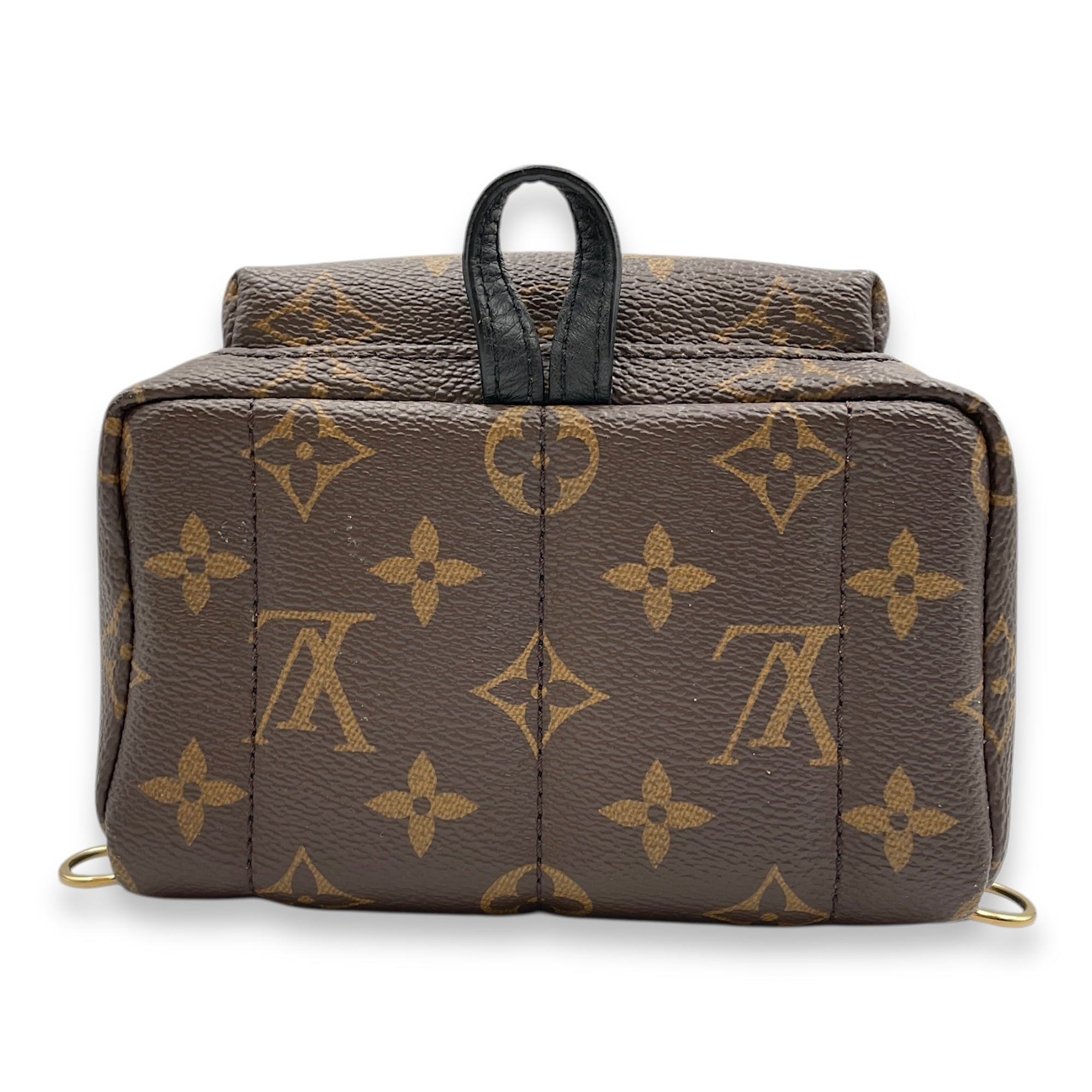 Palm Springs Mini Brown Monogram Backpack in Coated Canvas, Gold hardware