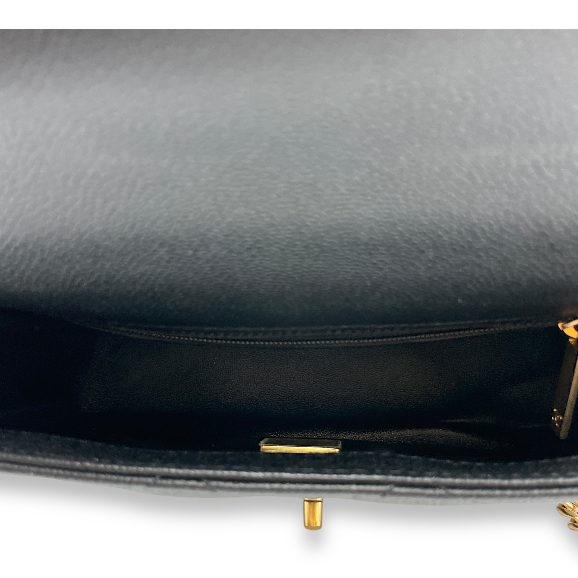 24P Flap Small Black Crossbody Bag in Caviar Leather, Gold hardware