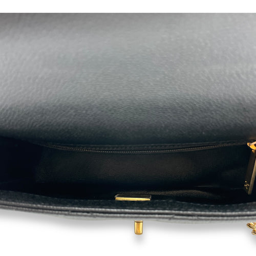24P Flap Small Black Crossbody Bag in Caviar Leather, Gold hardware