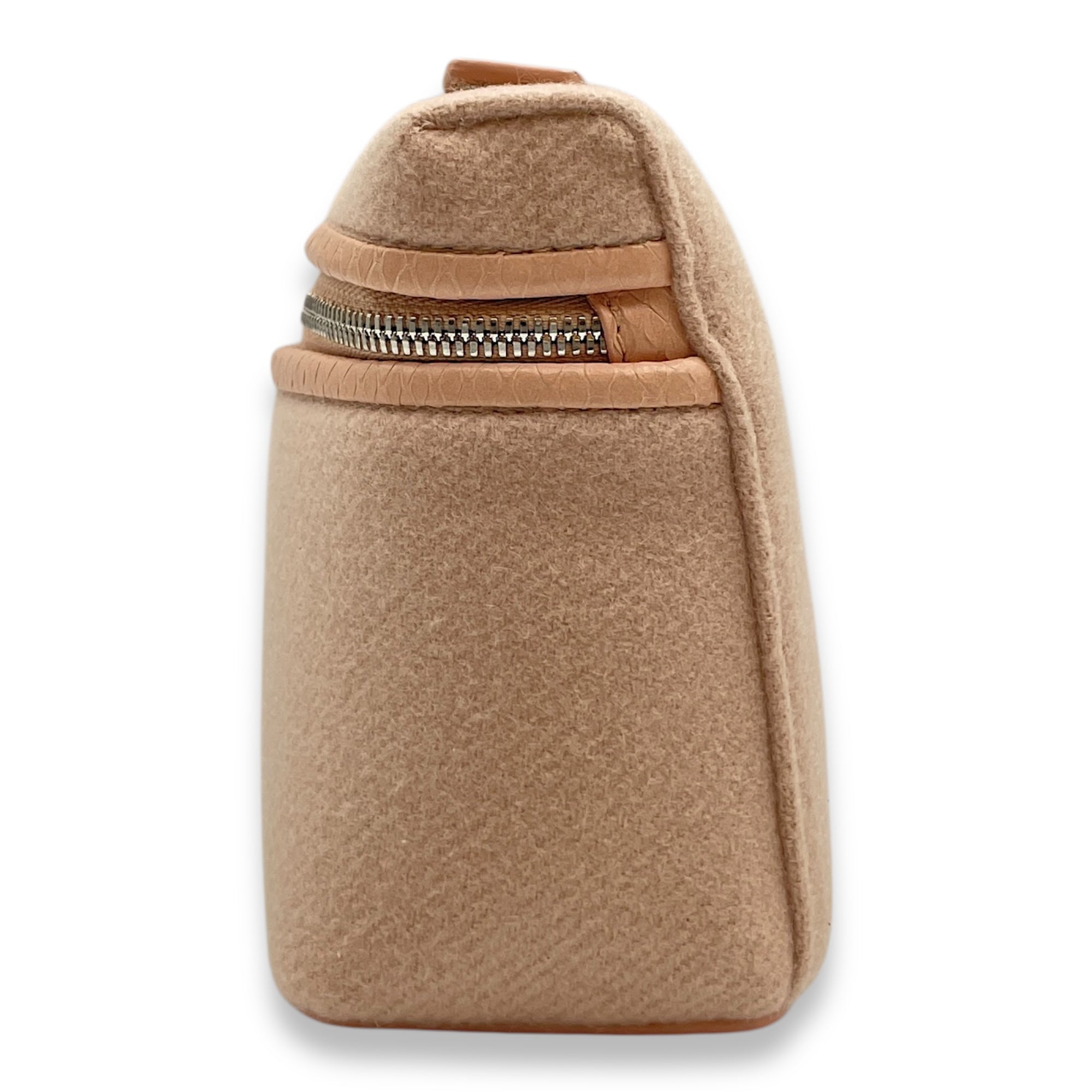 Extra Pocket 19 Pale Pink Top Handle Bag in cashmere/python, Silver hardware