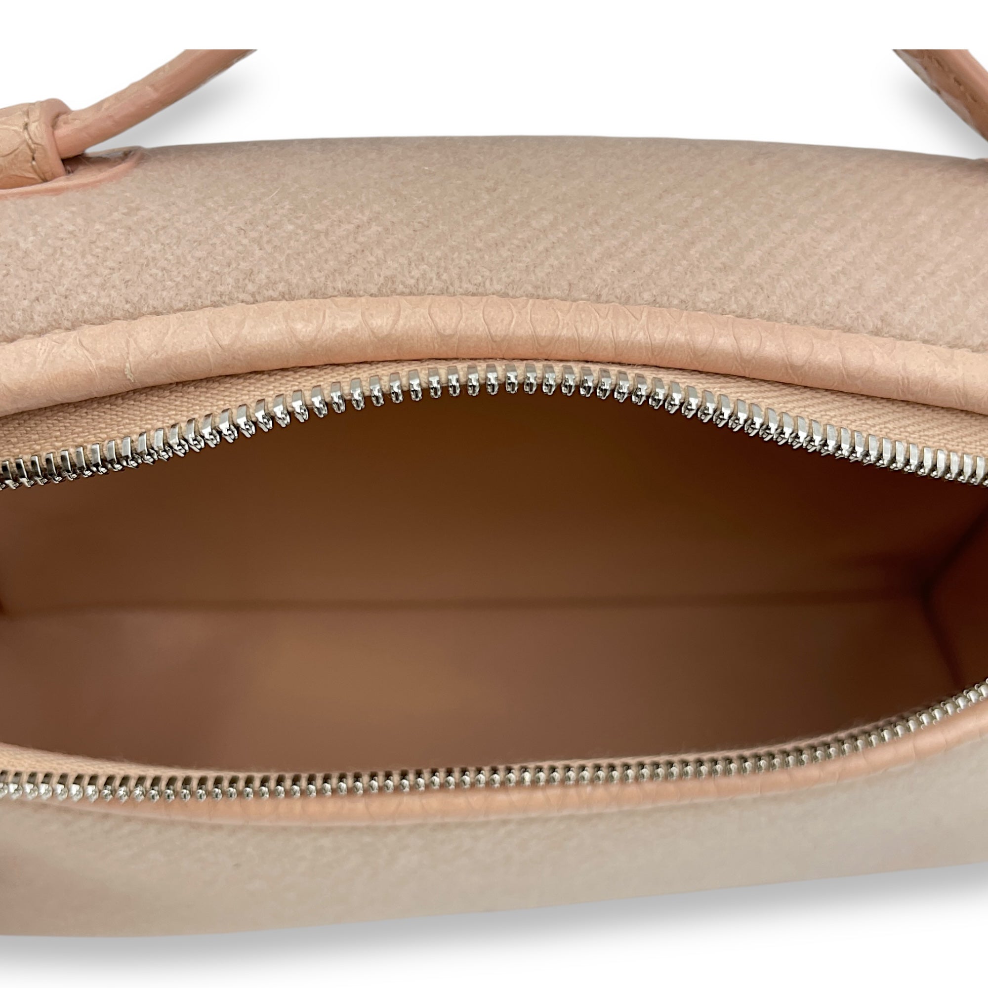 Extra Pocket 19 Pale Pink Top Handle Bag in cashmere/python, Silver hardware