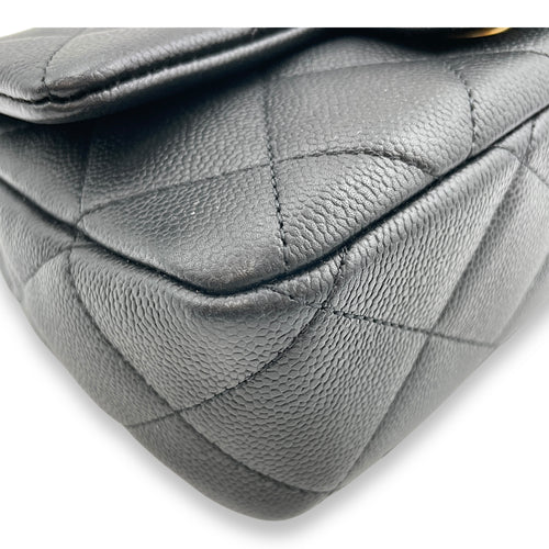 24P Flap Small Black Crossbody Bag in Caviar Leather, Gold hardware