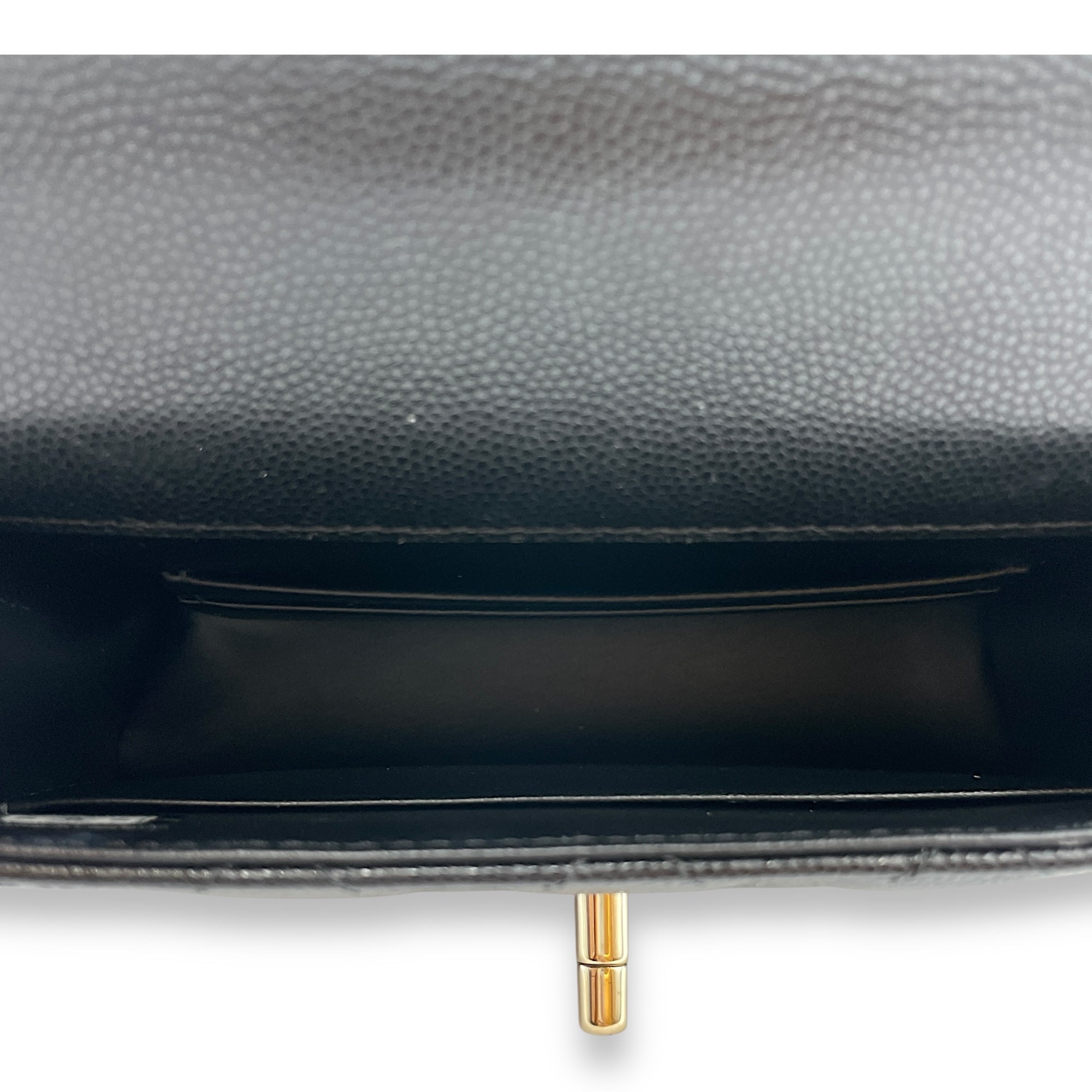 Coco Handle Micro Black Top Handle Bag in Caviar Leather, Gold hardware