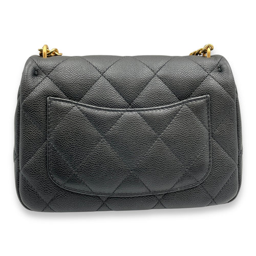 24P Flap Small Black Crossbody Bag in Caviar Leather, Gold hardware
