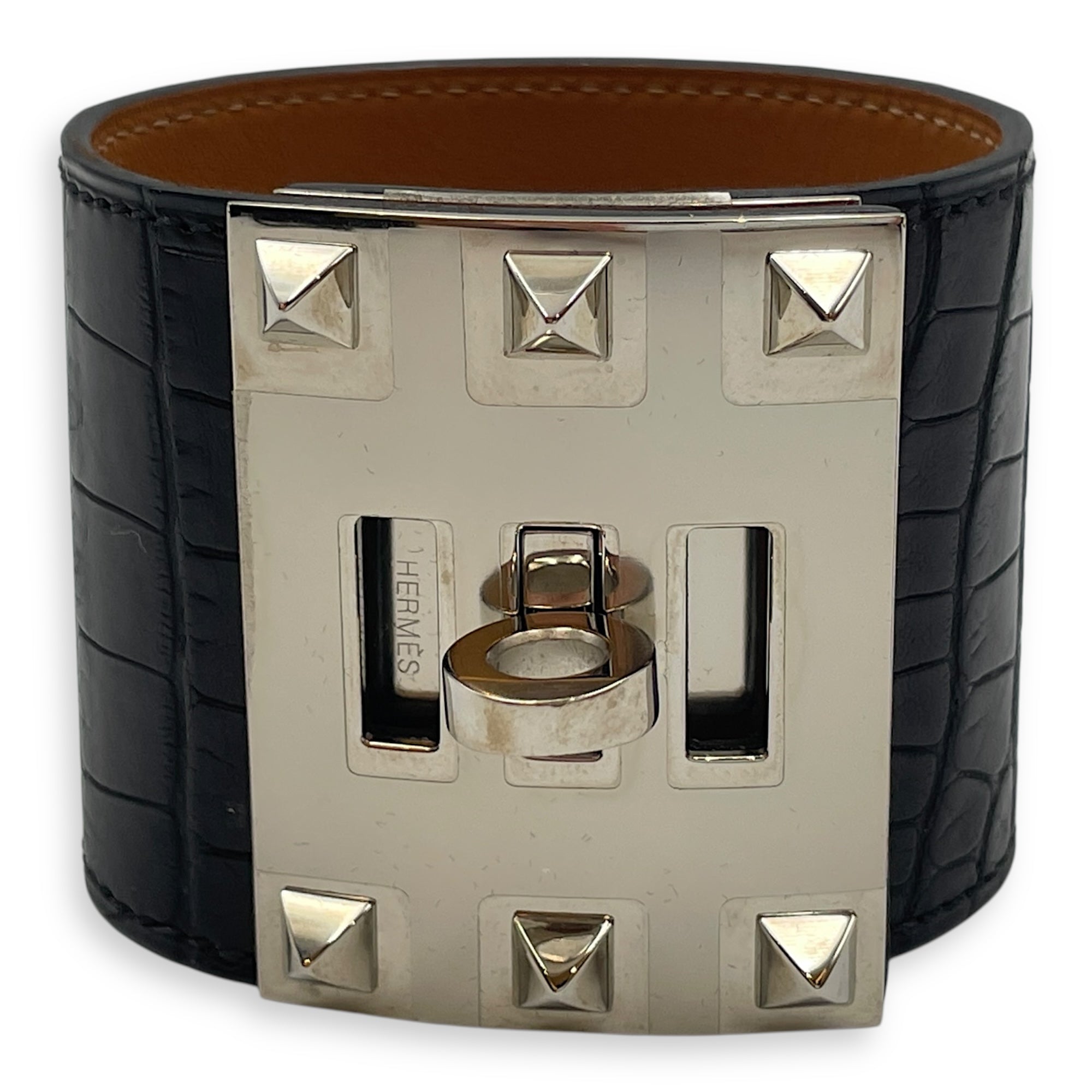 Kelly Dog Extreme Small Black Bracelet in Matte Alligator, Palladium hardware